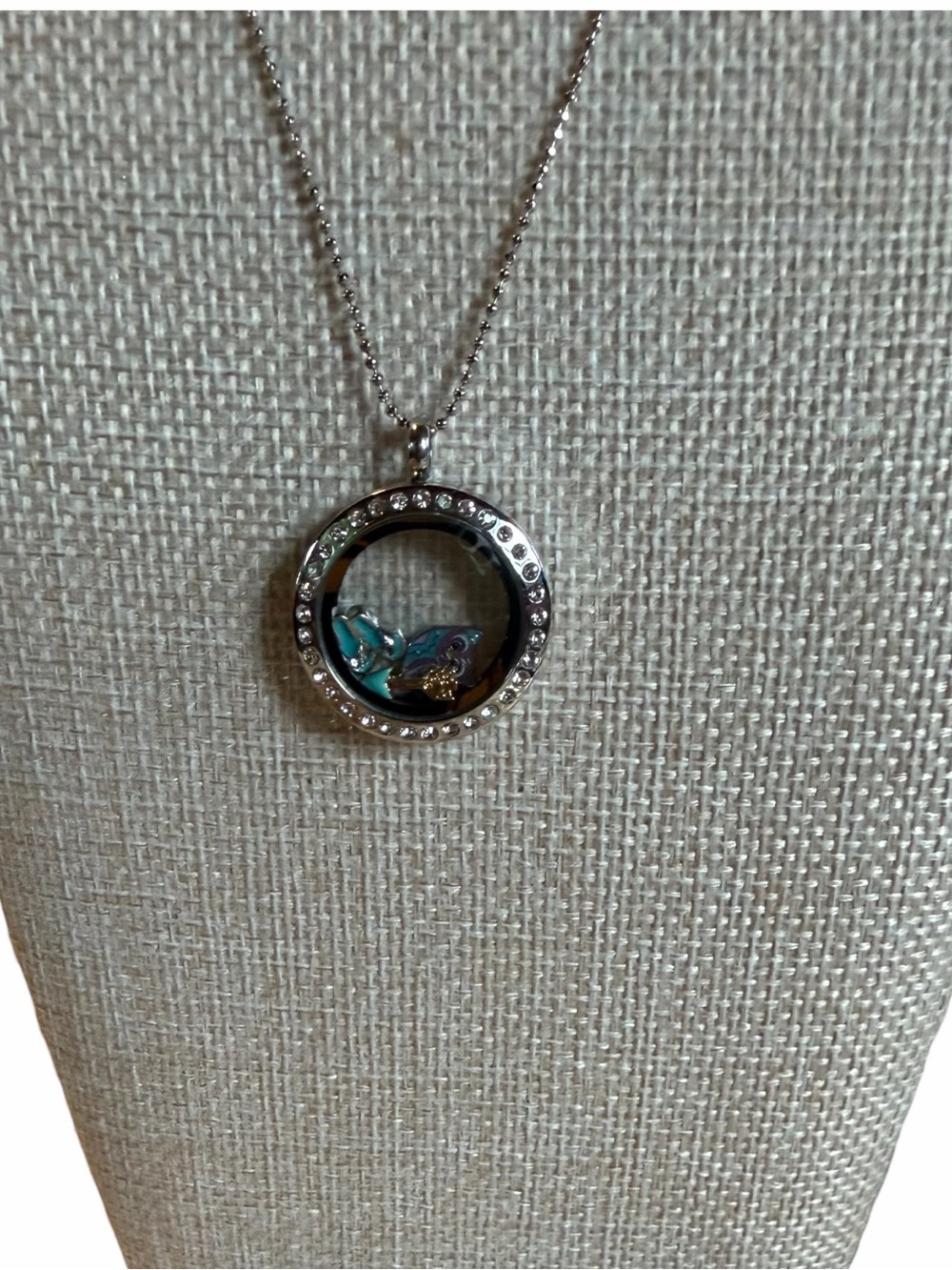 Origami Owl Silver Living Locket Necklace with Multiple Charms